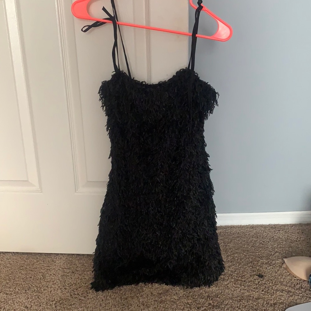 Black fuzzy dress